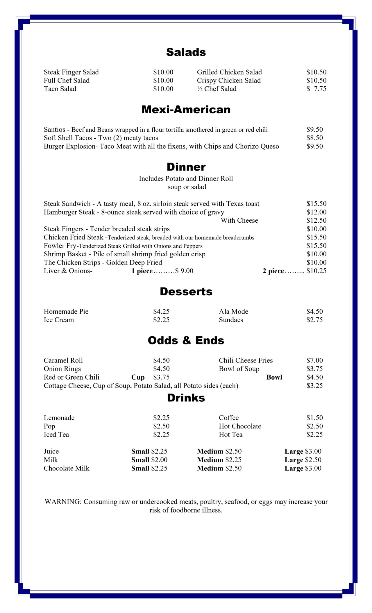 Menu | Lula Belle's